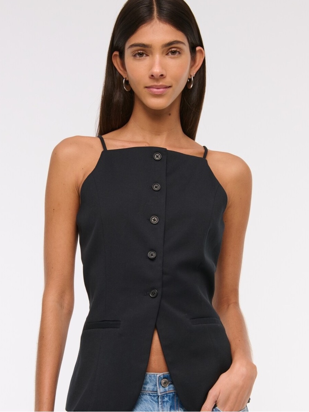 ❤️ ABERCROMBIE & FITCH High Neck Suiting Vest SIZE XXS